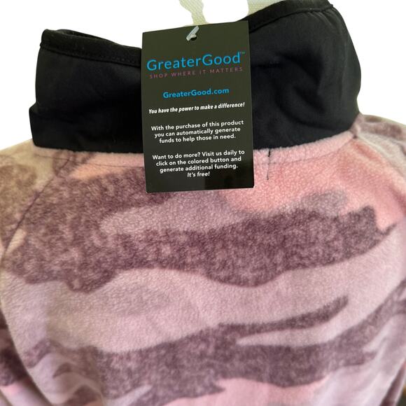 NWT Greater Good Camouflage Henley Fleece SZ M Pink Purple Black Pockets Cozy - Picture 5 of 7